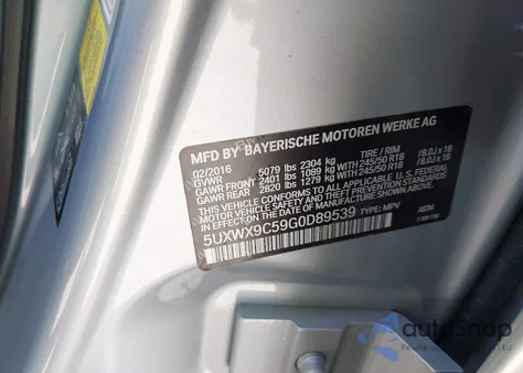 2016 BMW X3 xDrive28I from USA, damaged, VIN 5UXWX9C59G0D89539